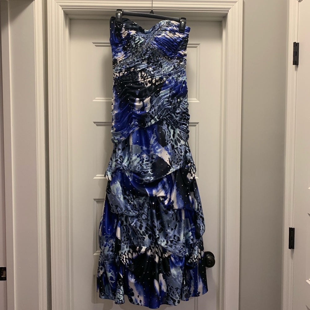 Strapless Formal Print Dress